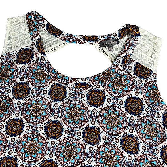 Rags To Wishes plus size 2x sleeveless lace floral mandala scoop neck top EUC - Picture 3 of 11